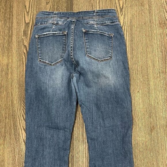 KanCan Super High Rise Dark Destructed Curvy Button Fly Skinny Jeans Size 29 - Picture 11 of 11